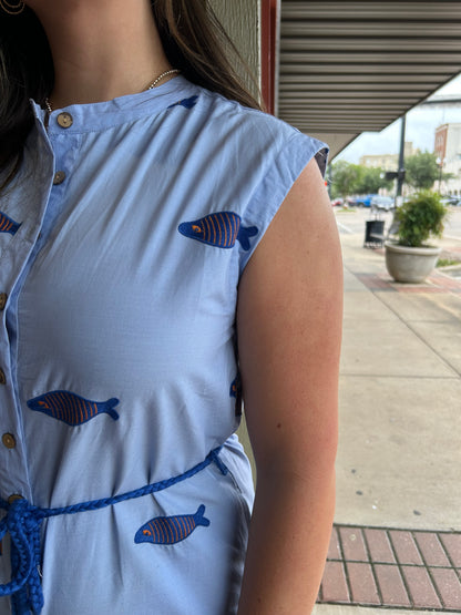 Embroidered Fish Jumpsuit