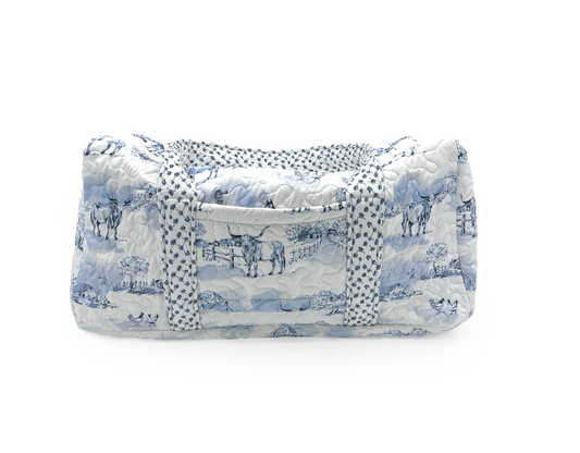 Blue Donkey Toile Duffle Bag