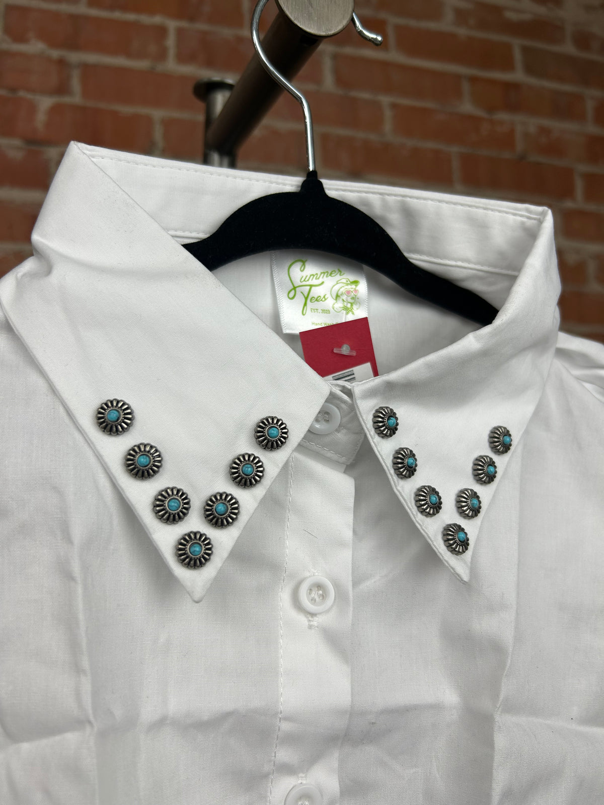 Turquoise Stone White Corporate Collar