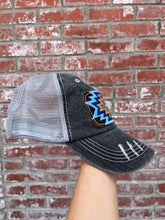 Load image into Gallery viewer, Blue Aztec On Grey Cap