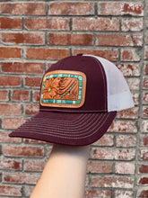 Load image into Gallery viewer, Turquoise Chunks On Maroon Cap