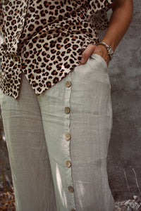Linen Pants W/ Buttons
