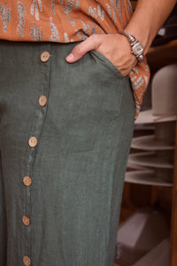Linen Pants W/ Buttons