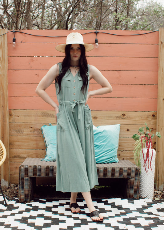 Novella Linen Cropped Jumpsuit