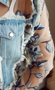 Floral Embroidered Jean Jacket